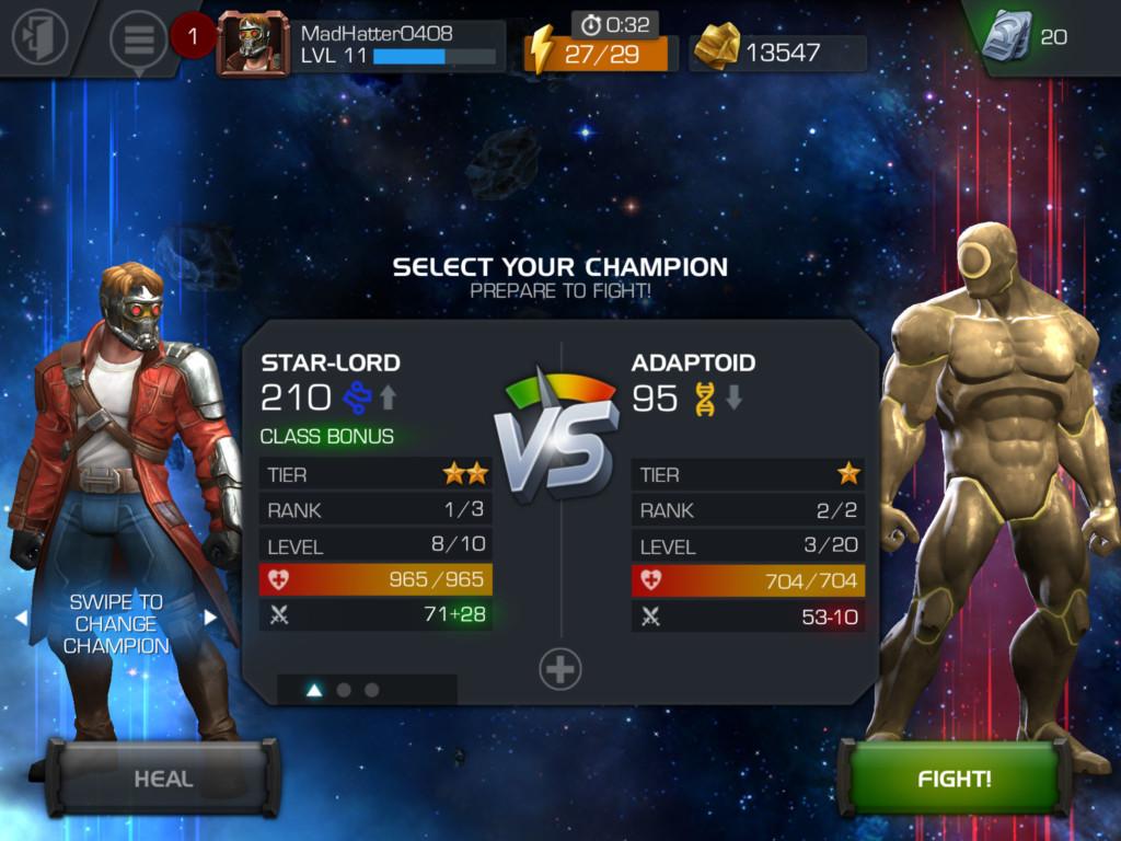 Marvel Contest of Champions with energy mechanics