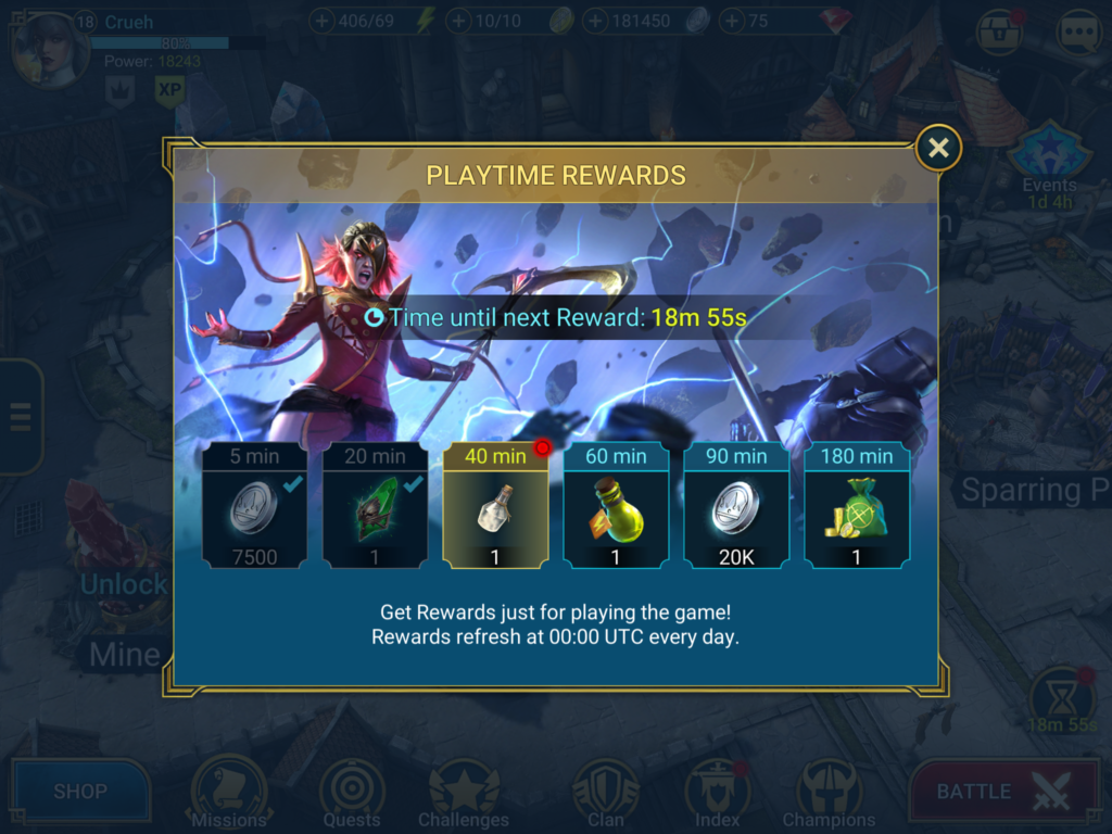 Online time rewards in Raid: Shadow Legends