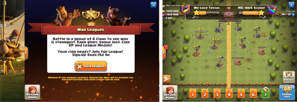 Clash of Clans' War Leagues is an excellent example of a guild war  communal mechanic in practice.