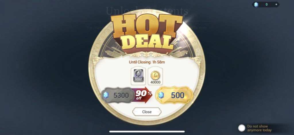 Exos Heroes limited time IAP offers