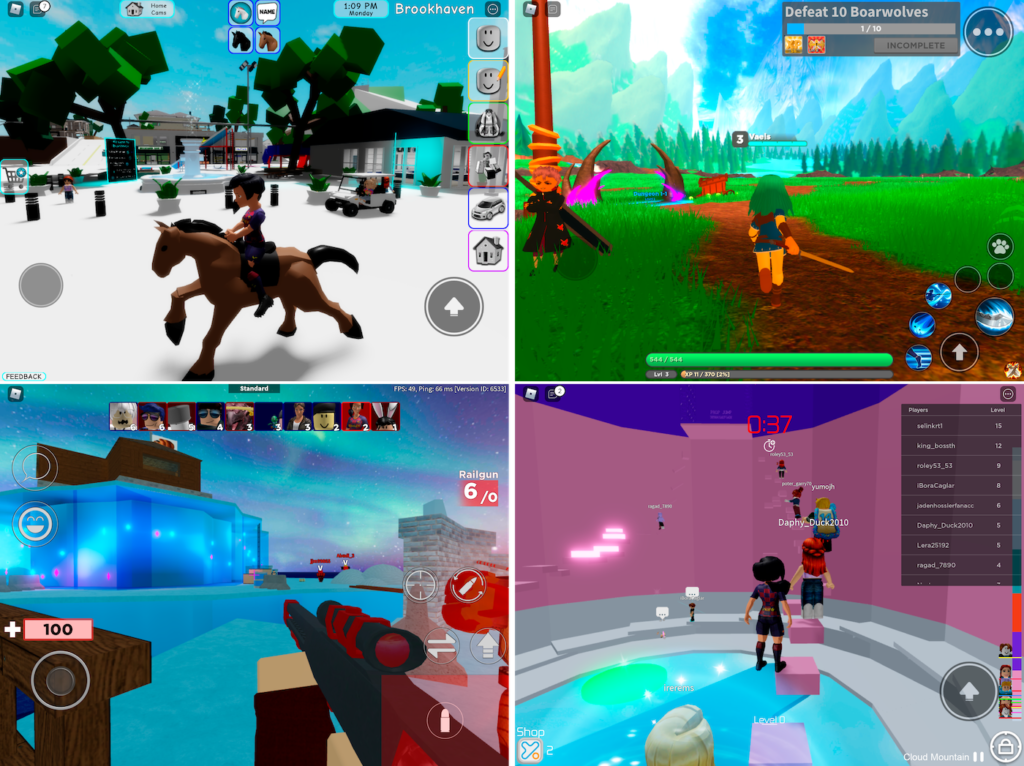 Different games in Roblox