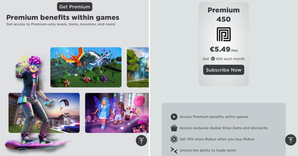 Subscription plan in Roblox