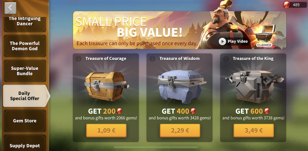 Rise of Kingdoms' daily special offers