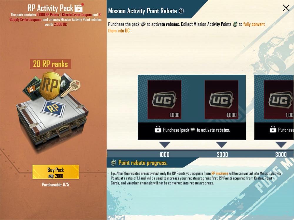 PUBG Mobile RP Activity Packs