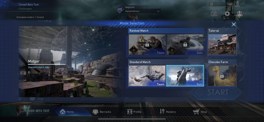 Final Fantasy VII The First Soldier Closed Beta game modes
