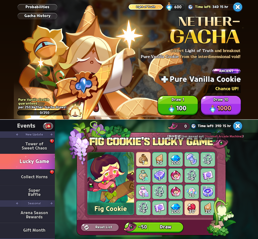 The first Nether Gacha from v1.3.101 and Event Gacha from v1.4.001