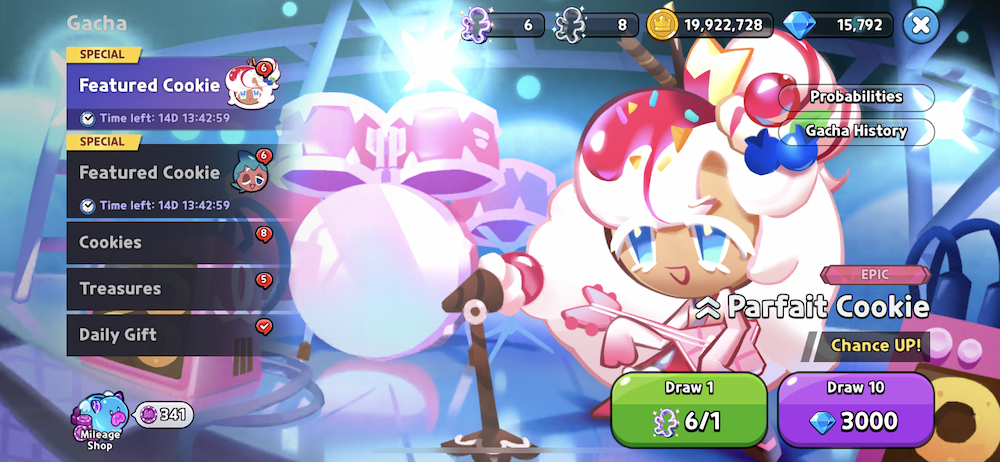 Parfait Cookie Featured Gacha from v1.9.001