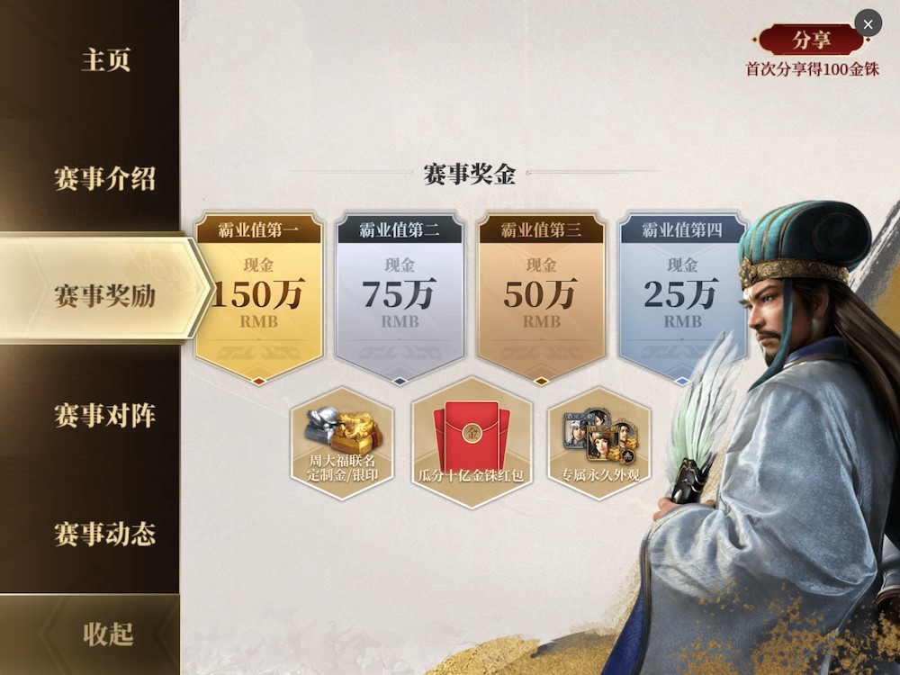 A hardcore 4X-strategy game, Three Kingdoms Tactics (三国志·战略版) is organizing a special tournament 千盟邀请赛 in September, with 1.5 million RMB (approx. USD 232,600) as the main prize.