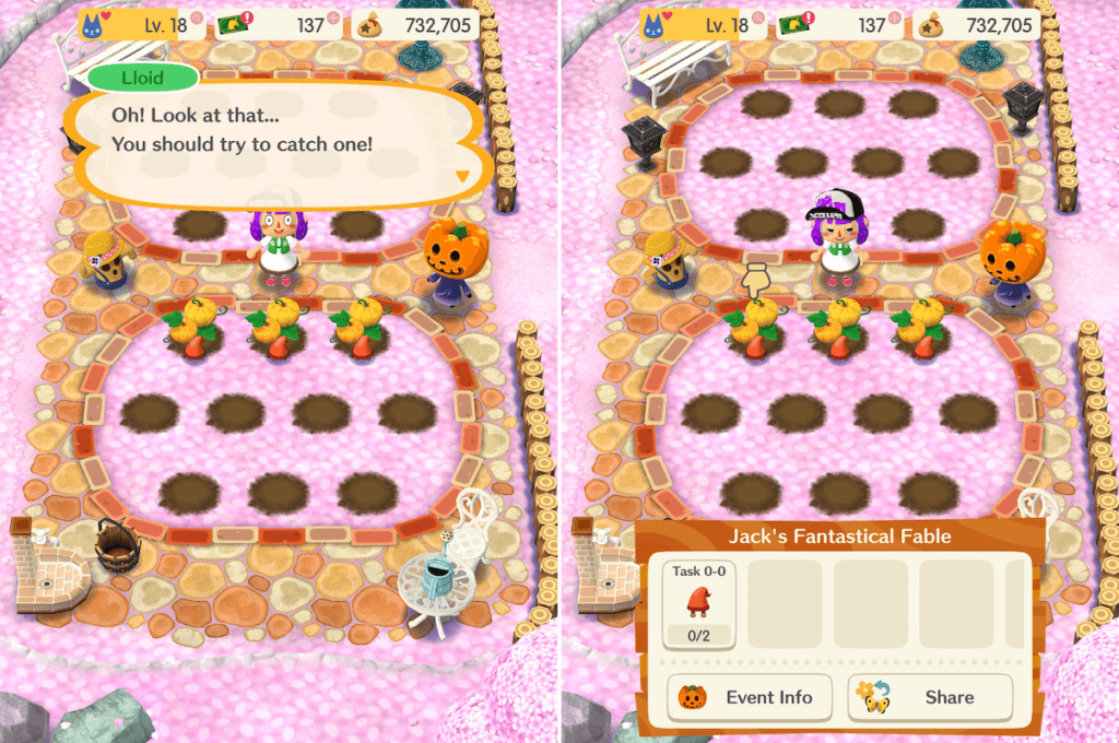 Animal Crossing: Pocket Camp launched the familiar Garden event for Halloween, in which players grow pumpkins and collect mysterious creatures for rewards
