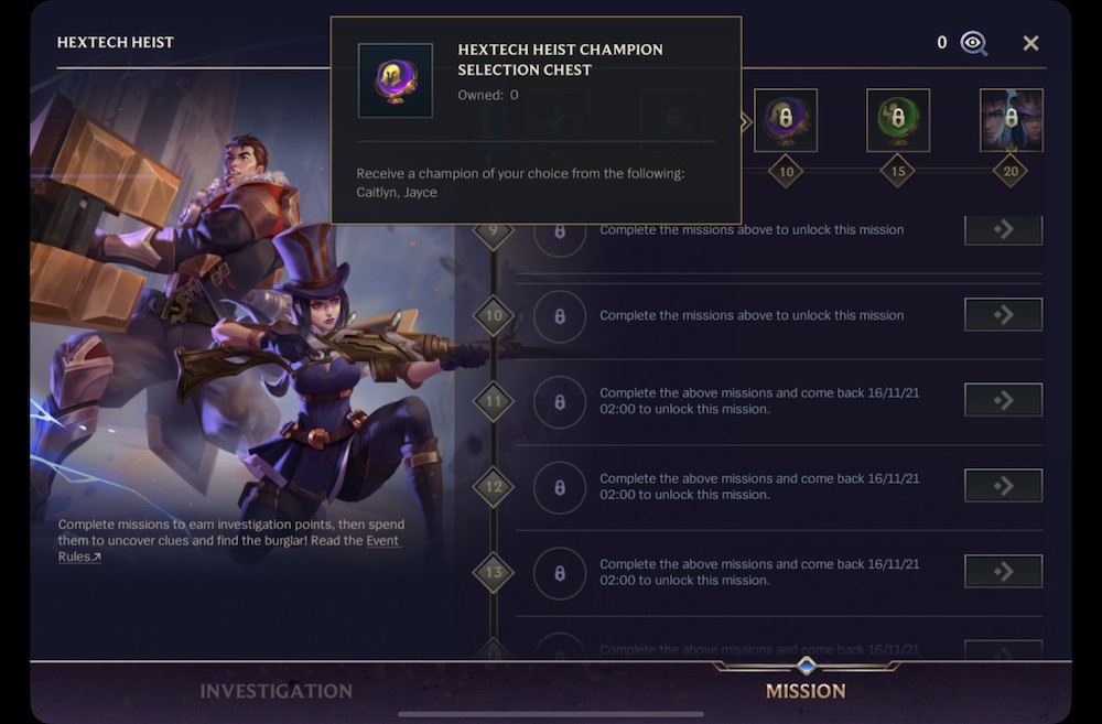 Wild Rift's Hextech Heist event had players completing event tasks to gain progressive Arcane-themed rewards, like selecting one of the new series' champions for free.