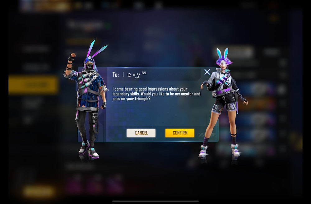 Mentor-cadet system in Garena Free Fire