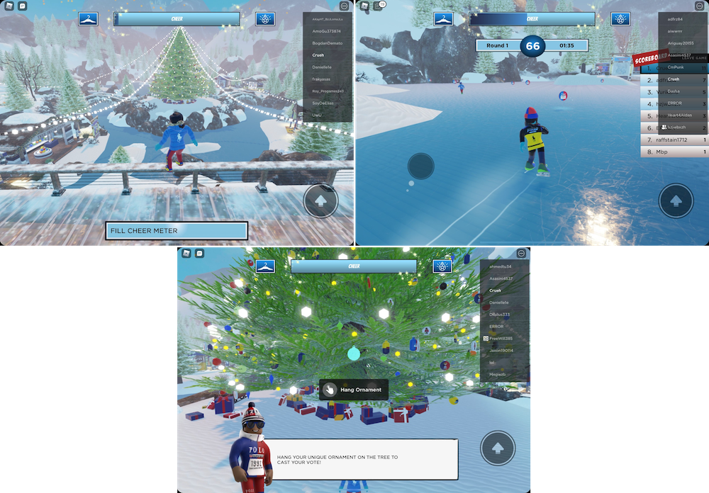 In the Roblox x Ralph Lauren The Winter Escape event, players could vote on the event rewards with the ornaments they received once their Cheer meter was filled.