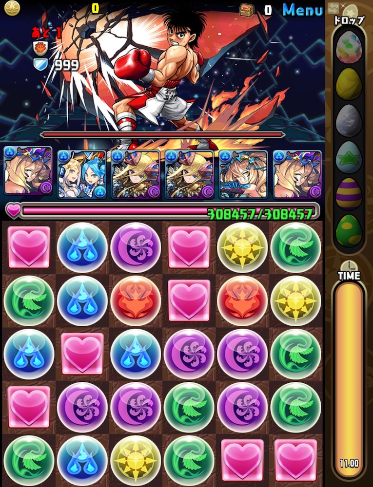 The core gameplay in Puzzle & Dragons requires the player to move any orb across the board, trying to match as many same-colored orbs together as possible.