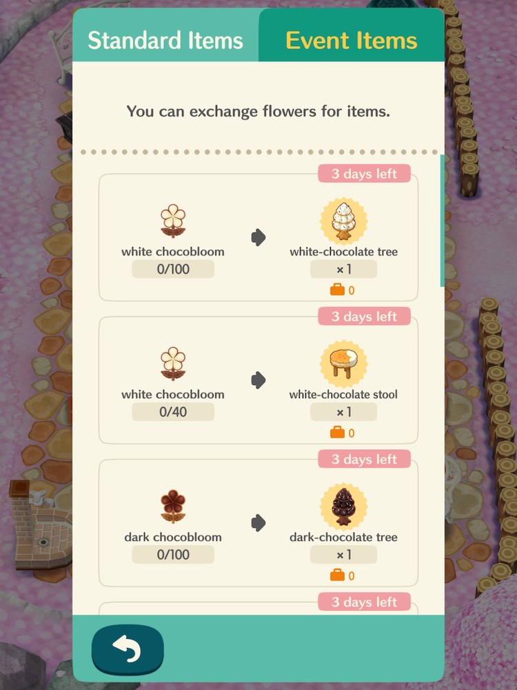 Animal Crossing: Pocket Camp's familiar flower event was here again, but this time in the form of a chocolate-themed Valentine's Day event.