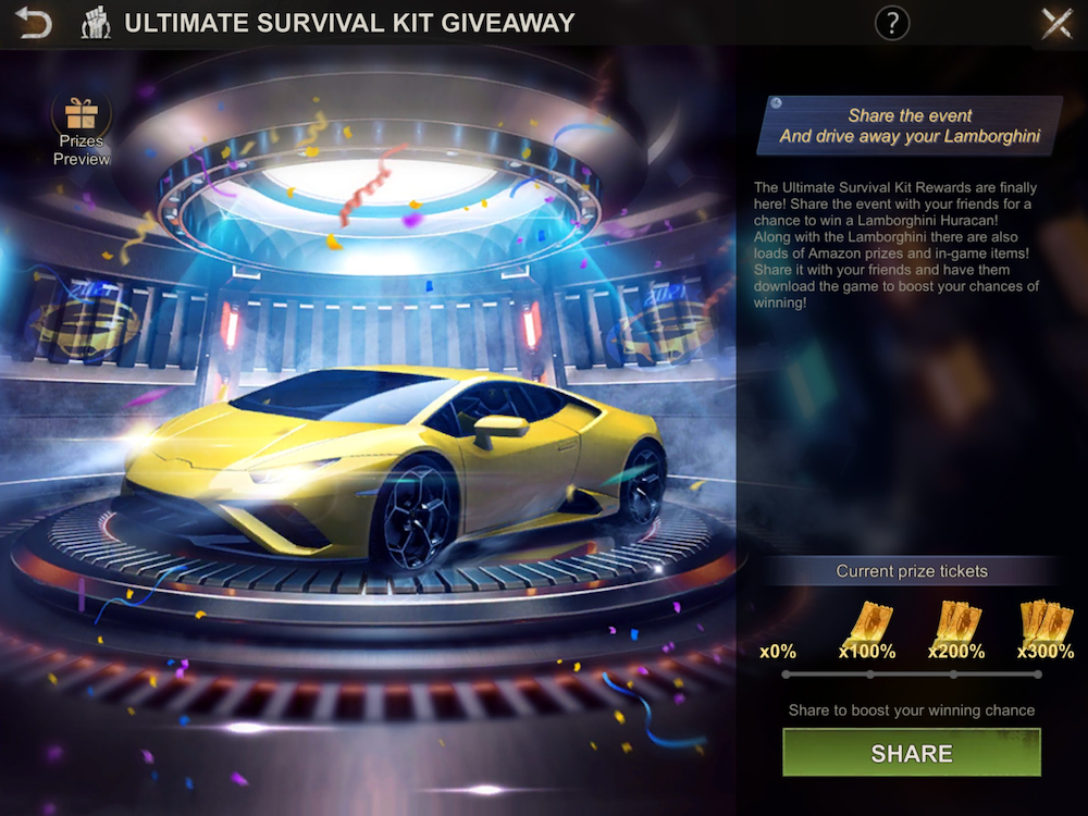 State of Survival players had the chance to win a Lamborghini Huracan