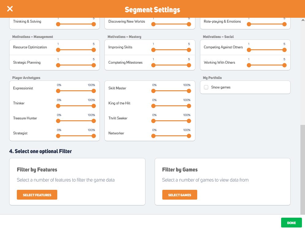 Segment filters in Market Explorer