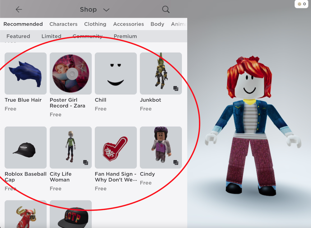 Roblox: Free customization items 