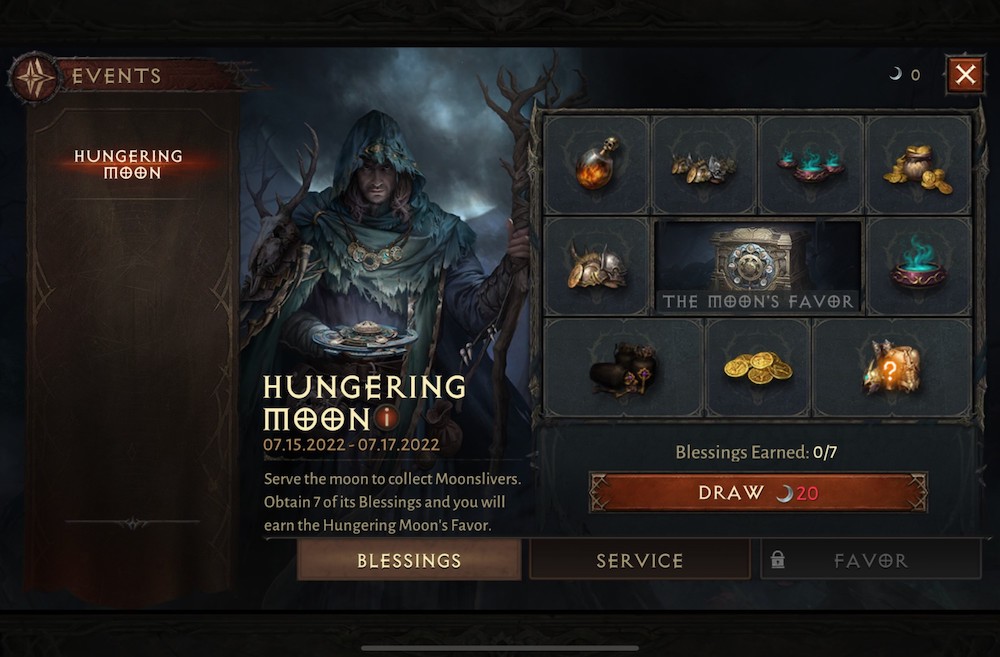 Diablo Immortal's Hungering Moon event is the game's first non-recurring event since its launch event.