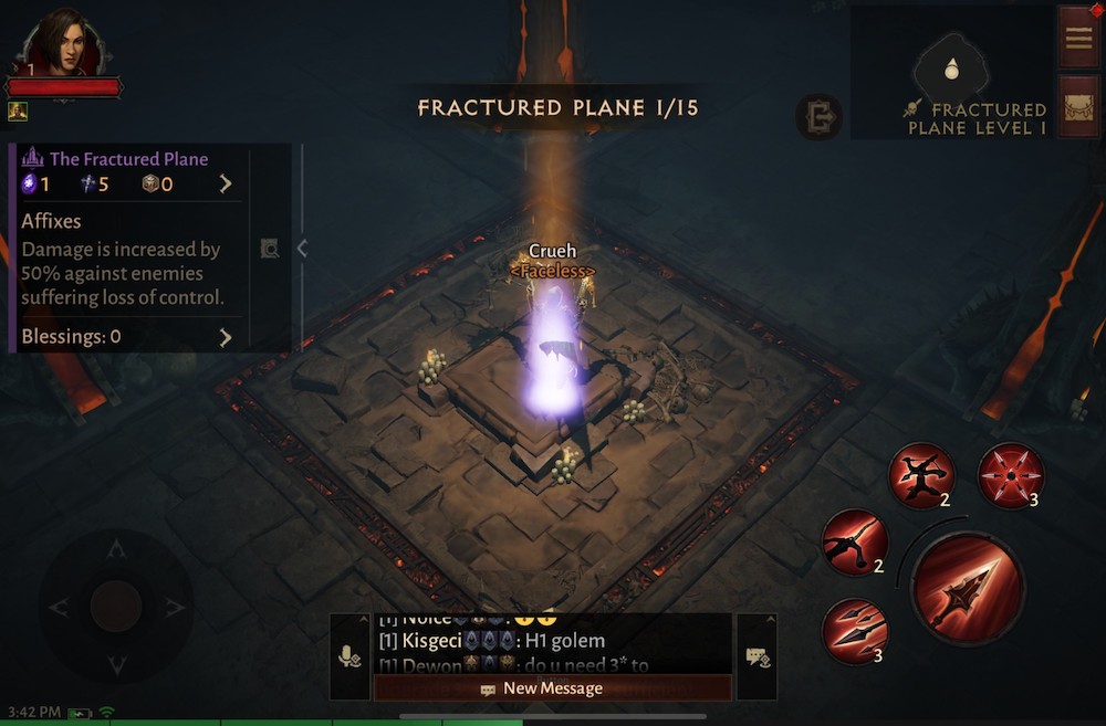Diablo Immortal's Fractured Plane special PvE mode removes the player's character's current skills and equipment and gives them pre-set skills of your class. 

