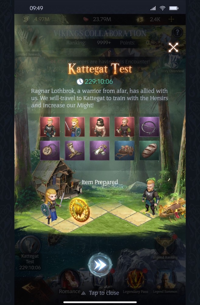 Kattegat Test event mode's rewards included crossover limited SD characters. 