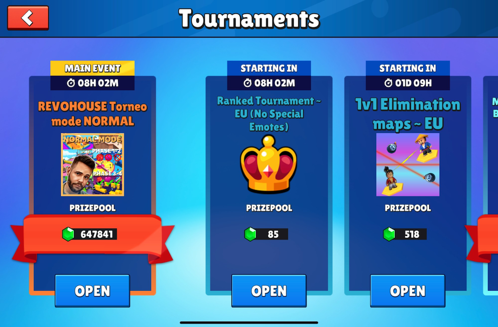 Tournament options in Stumble Guys