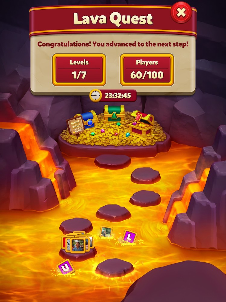 The player's goal in Royal Match's Lava Quest event is to beat seven levels in a row without failing. The further they get, the more people drop from the event.
