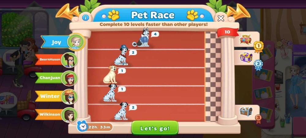 In Cooking Diary, players can customize the look of their own player avatar and their pets. Pets will take the stage in the Pet Race in whatever getup they're wearing at the time. 