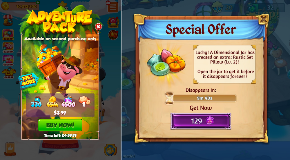 IAP offers can multiply players' gains when purchasing or crafting resources and other items.
