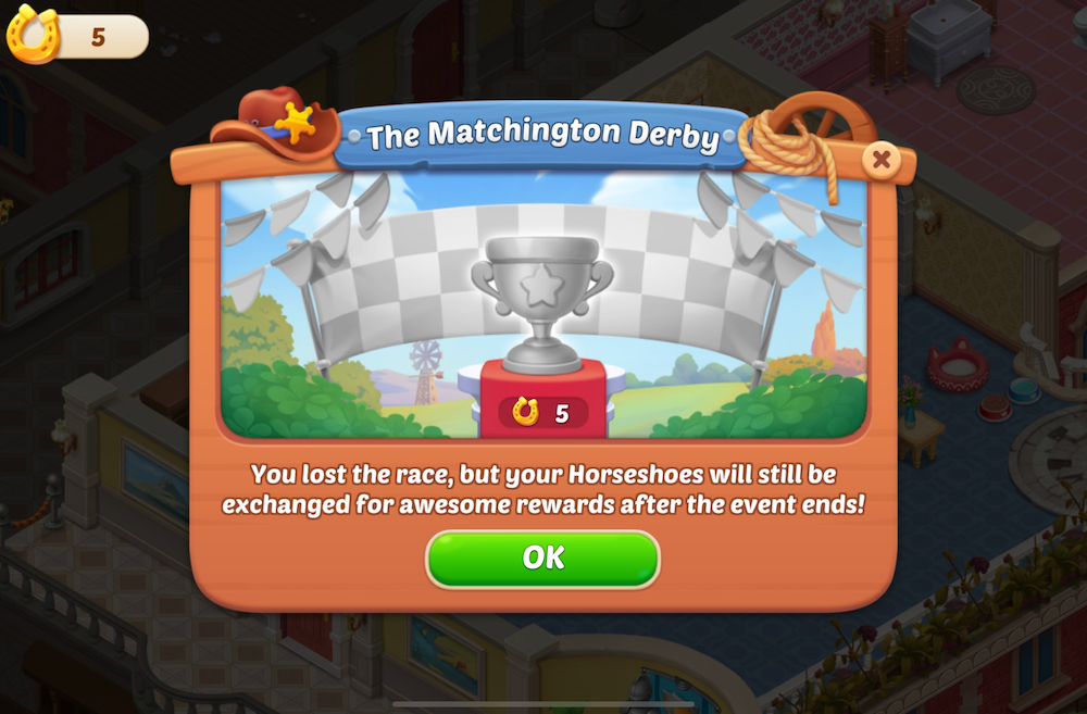 Matchington Mansion rewards every player that participates in the Matchington Derby race event. 
