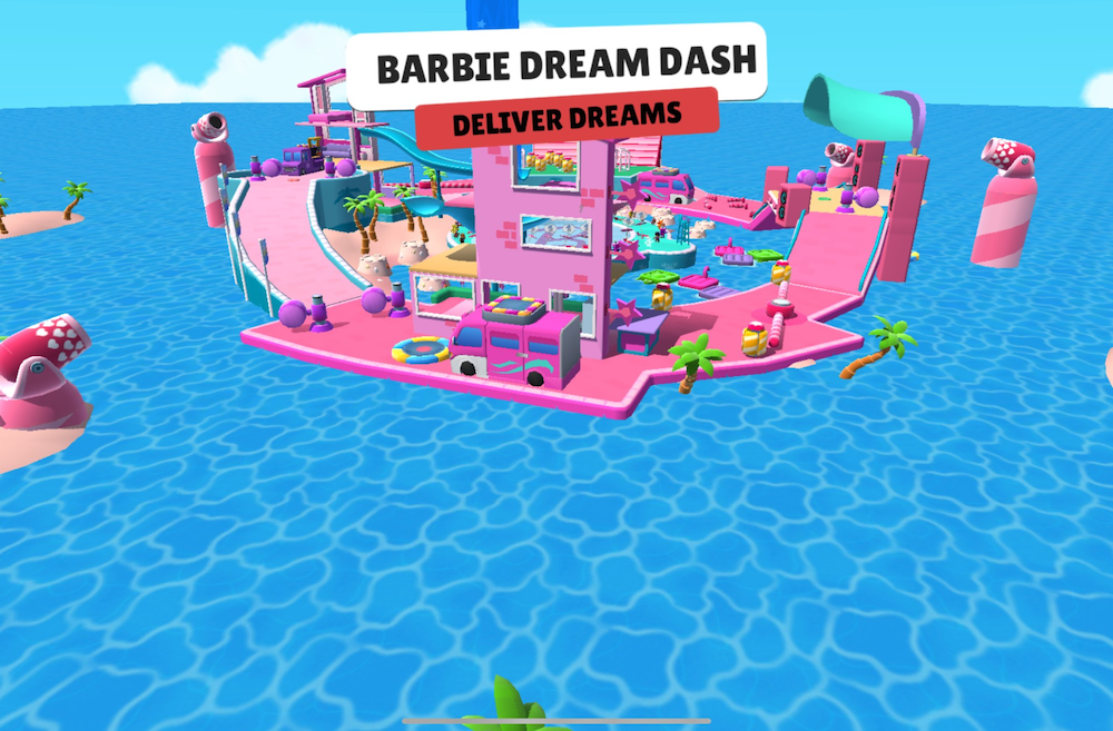 The Barbie Dream Dash map in Stumble Guys