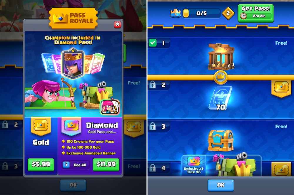 State of Survival and Clash Royale have taken a multi-tier approach to their battle pass plans.
