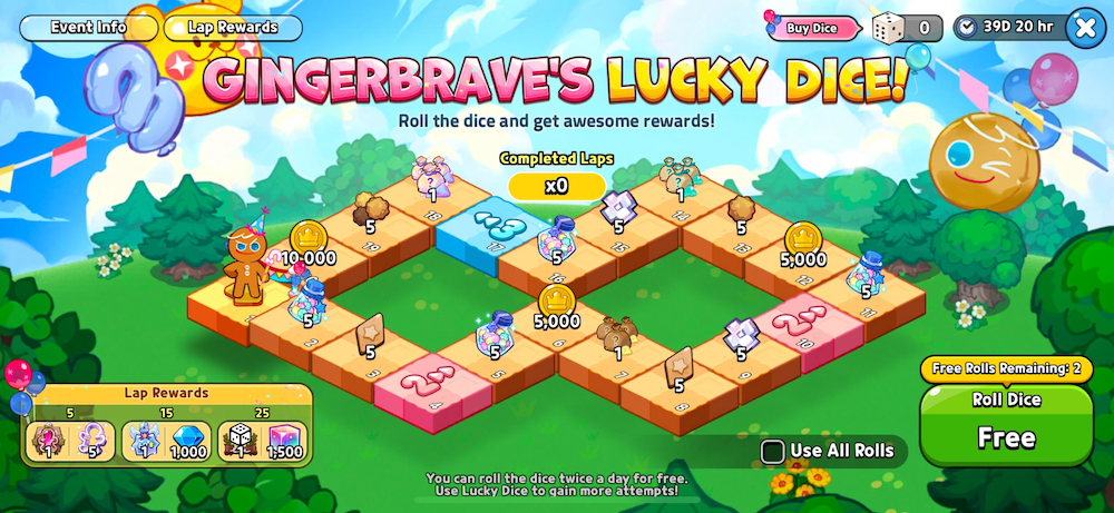 CookieRun: Kingdom’s third anniversary came with a ton of new features, including a dice board minigame (top) and the long-awaited release of the White Lily Cookie (bottom)
