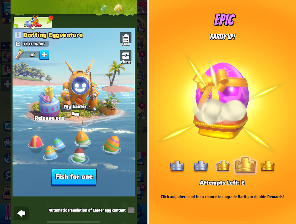 The interactive gacha (Surprise Egg) implemented in Last War: Survival’s Easter-themed event