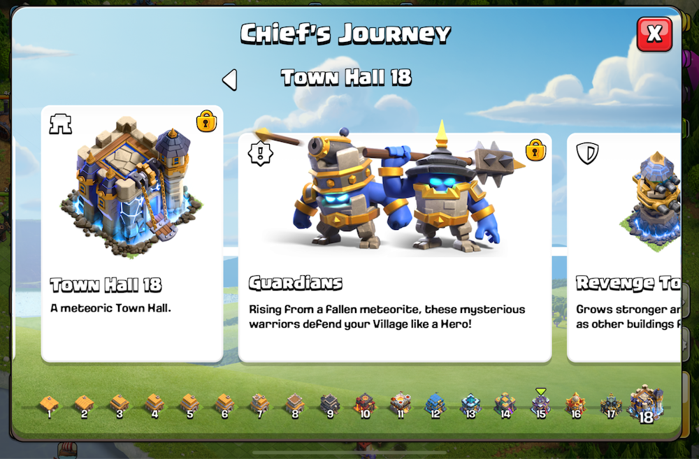 Town Hall Level 18 with newly-introduced Guardians as its unique defence force.
