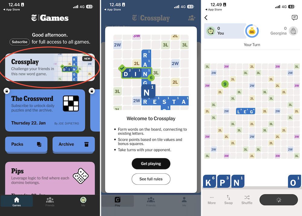 Crossplay is a new standalone multiplayer game based on the popular Scrabble-style of wordplay