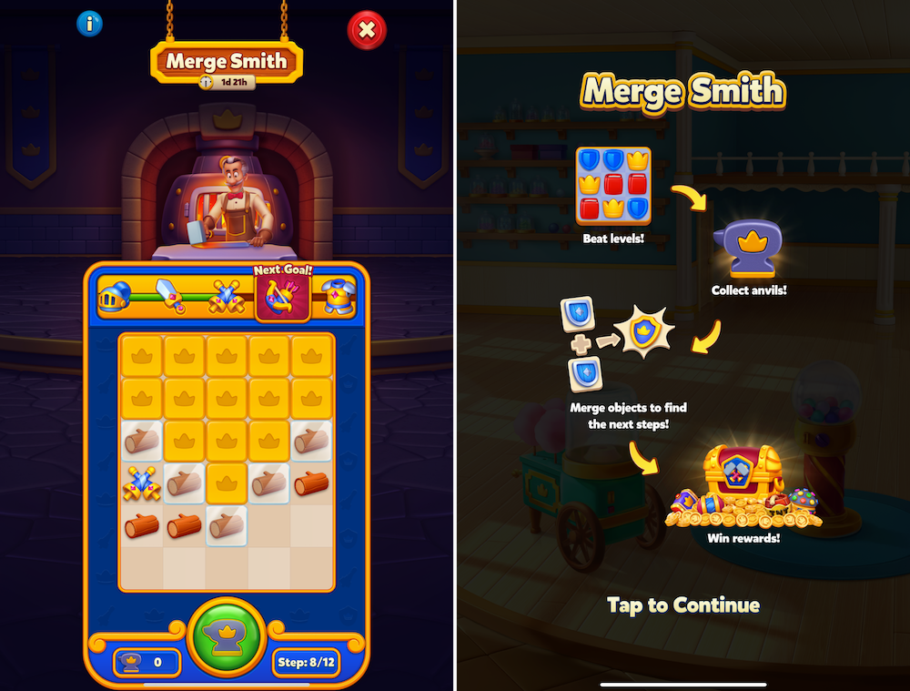 Merge Smith is a new merge-style minigame added to Royal Match
