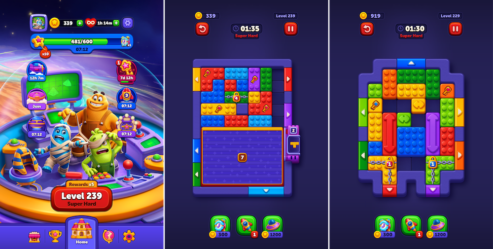 Block Out’s main menu and core puzzle levels
