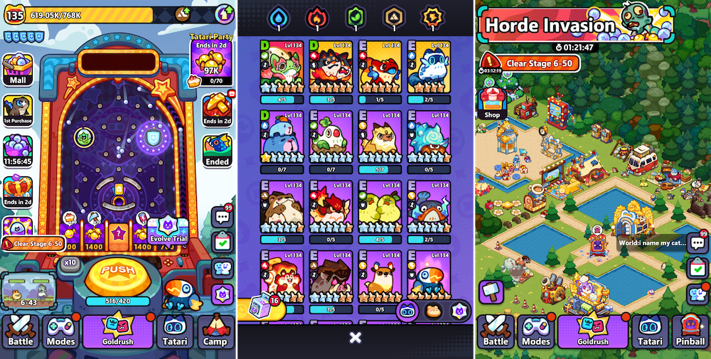 The casual pinball progression, elemental Tatari collection, and cozy base building