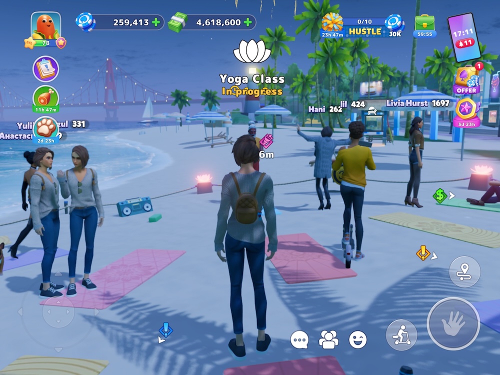 Yoga classes taking place on the map in Sunday City