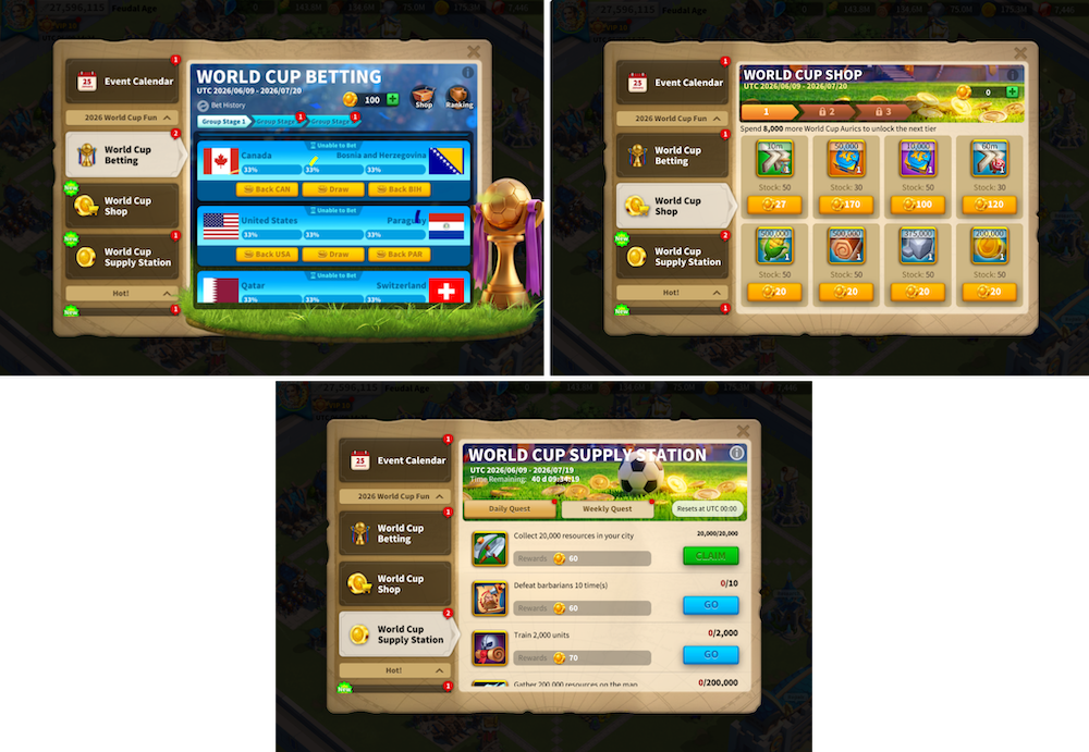 The World Cup event framework in Rise of Kingdoms
