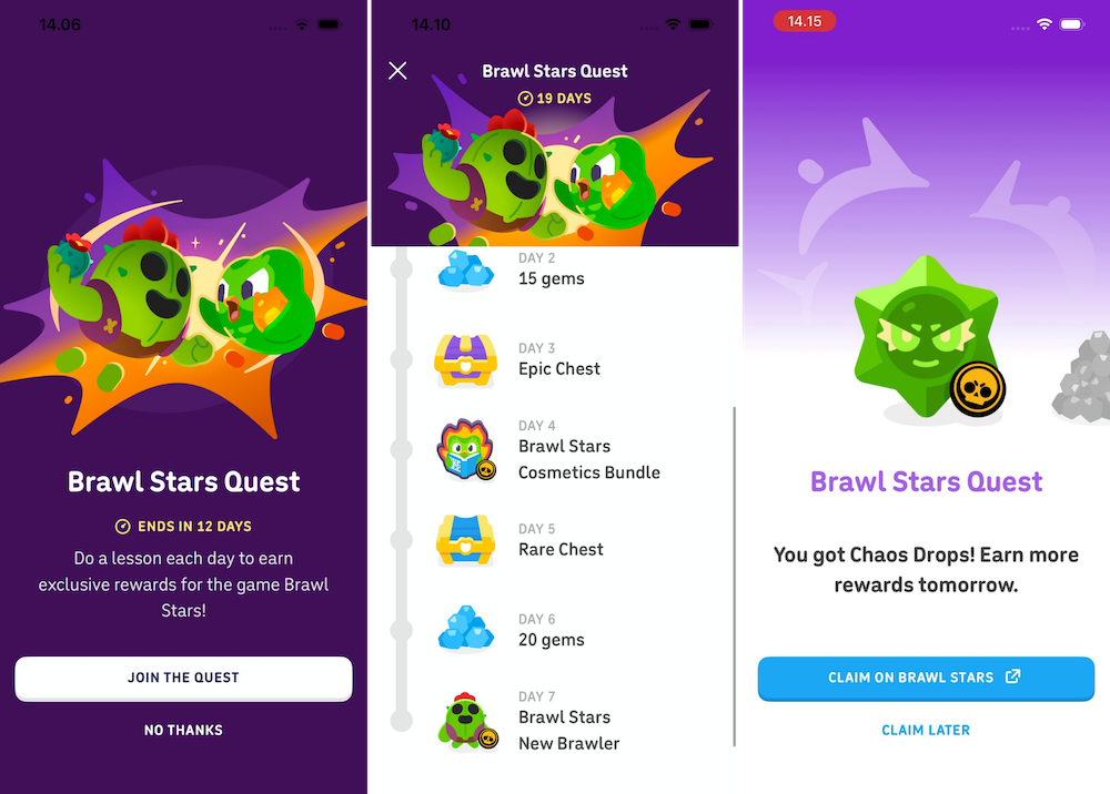 Brawl Stars x Duolingo collab in Duolingo